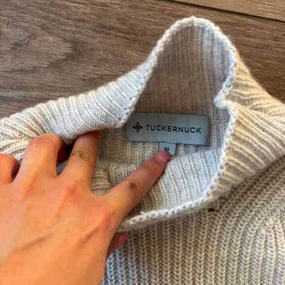 Tuckernuck cream Striped Turtleneck Knit Wool Blend Sz XS preppy chic - Picture 6 of 7